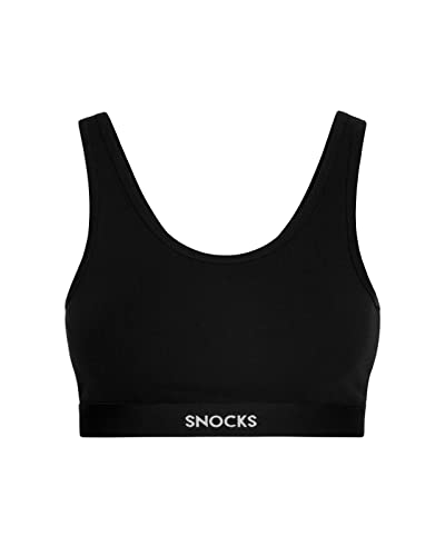 Snocks 1er Pack Soft BH Bustier Damen Bio Baumwolle Bequemer BH für jeden Tag, Yoga oder Freizeit (1x Schwarz, L)