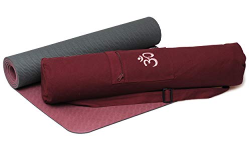Yogistar Yoga-Set Starter Edition - Comfort (Yogamatte Pro + Yogatasche Om) Bordeaux, Anthrazit