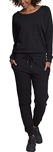 Urban Classics Damen Ladies Long Sleeve Terry Jumpsuit, Schwarz (Black 00007), S
