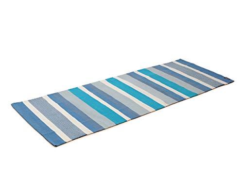 Yogishop Yogateppich Cotton Rug - Striped 201 x 70 x 0.3 cm, Ocean