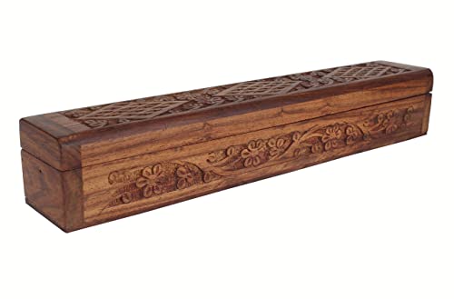 storeindya Räucherstäbchenhalter aus Holz (geschnitzter Sarg)
