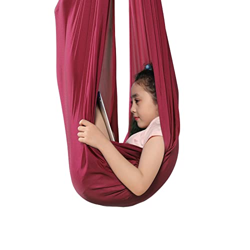 IFOLAINA Indoor Therapieschaukel for Kinder, Elastisch Sensory Swing, Nylon Schaukeltuch Knuddeln Hängematte, Asperger Und Sensorische Integration, Autismus, ADHS(150x280cm)