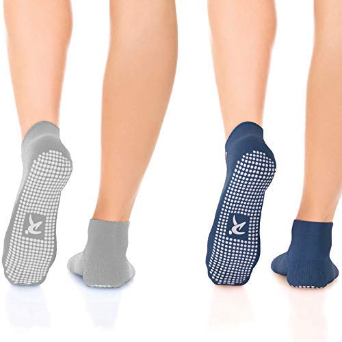 Rutschfeste Anti Skid Grip Socken (2 Paar) (perfekt für Pilates, Yoga, Barre, Dance, Martial Arts,...