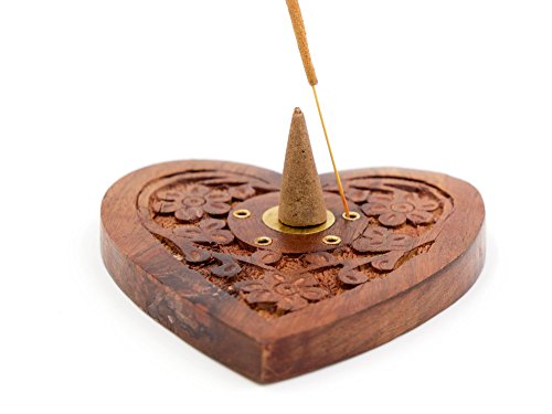 Edler Räucherkegelhalter Herz, Räucherstäbchenhalter aus Sheesham-Holz, zum Abbrennen von Räucherstäbchen und Räucherkegel, originelles Design
