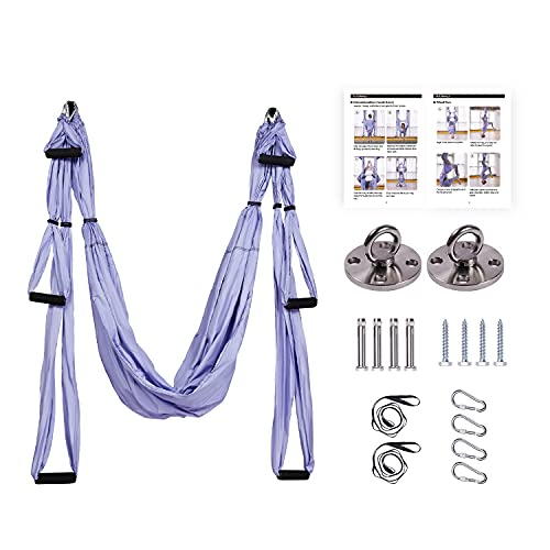 REEHUT Yoga Hängematte Aerial Yoga Schaukel aus Extrem reißfesteM Nylon Material Yoga Tuch im Set inkl. Zubehör für Yoga, Fitness, Calisthenics, Pilates, Ganzkörper-Training