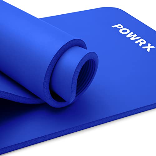 POWRX Gymnastikmatte I Yoga-Matte (Dunkelblau, 190 x 100 x 1.5 cm) inkl. Trageband + Tasche + GRATIS Übungsposter I Hautfreundliche Sportmatte Fitnessmatte rutschfest Phthalatfrei
