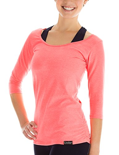 WINSHAPE Damen Fitness yoga 3/4 arm Shirt, Neon-coral, S EU