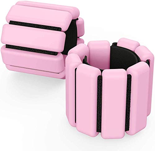 Cretee 2 PCS Handgelenkgewichte Knöchelgewichte Set Gewichtsmanschetten für Fuß oder Handgelenk auf Bewegung Gehen Joggen Yoga Aerobic Pilates Gewicht Fitness Armband (pink)