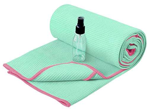 Heathyoga Yoga Handtuch mit hoher Bodenhaftung-Silikonbeschichtung, rutschfest-Wet Grip, 72'x26' (Green,...
