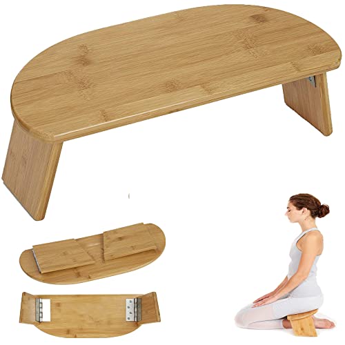 Bambus-Meditationsbank, tragbar, faltbar, ergonomisch, Bambus, Yoga, Meditation, perfekt für Yoga, Meditation, Beten und gesünderes Sitzen