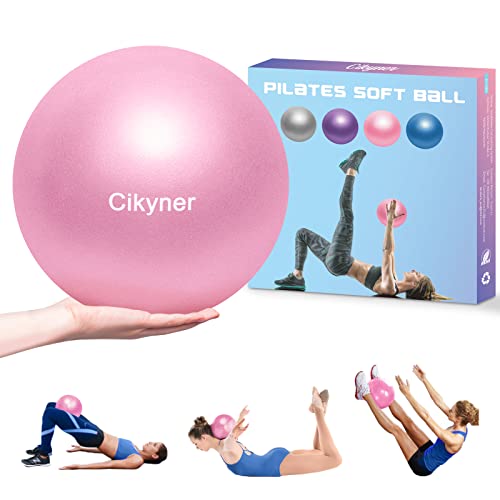 Cikyner Soft Pilates Ball, 23-25 cm Kleiner Gymnastikball mit aufblasbarem Strohhalm, für Pilates, Yoga, Ganzkörpertraining, Verbesserung des Gleichgewichts zu Hause im Fitnessstudio und im Büro