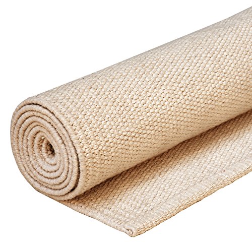 YOGA RUG Yoga-Teppich aus Baumwolle, natur, 200 x 66 cm, Mysore Yoga-Rug, Auflage aus Naturmaterial für Ashtanga oder Hot Yoga Matte, Natur-Material