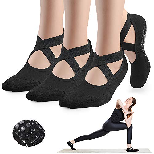 GOAMZ Yoga Socken rutschfeste Sportsocken für Damen mit Gummisohlen Atmungsaktivität ideal für Yoga Tanz...