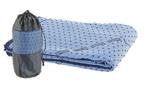 PEARL sports Handtuch für Sportmatte: 2in1-Mikrofaser-Yoga-Handtuch & Auflage, saugfähig, rutschfest, blau (Handtuch für Gymnastikmatte)