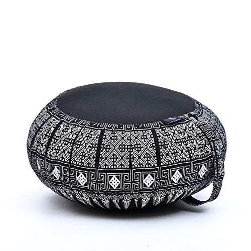 Leewadee Meditationskissen Yogakissen Zafu Ökologisches Naturprodukt, Kapok, 36 x 20 cm, schwarz