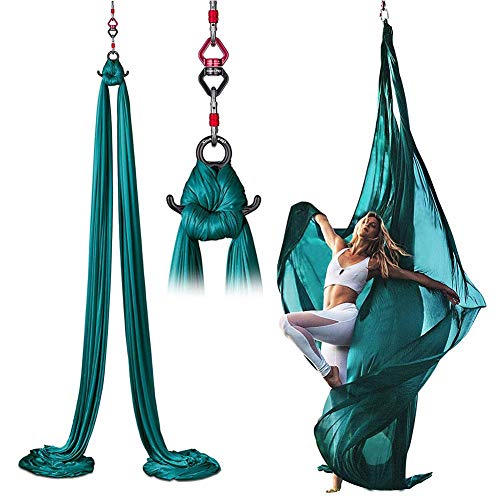 chinejaper Aerial Yoga-Hängematte Kit, Antigravity Yoga Schaukel, Vertikaltuch 8m, Montagezubehör Inklusive, Geeignet für ca. 1.8-3.6m Deckenhöhe, für Artistik Aerial Yoga Akrobatik,Traglast 1000 KGS