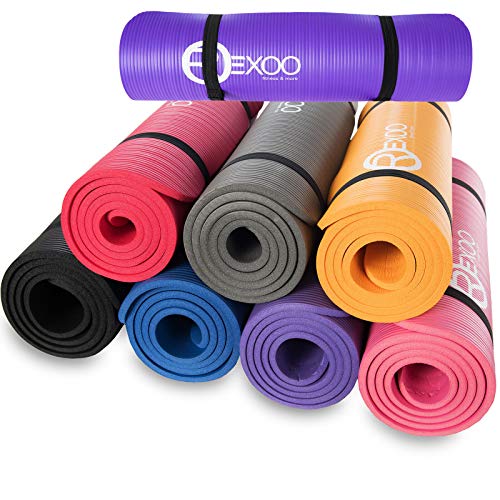 REXOO Pilates Yogamatte Fitnessmatte Gymnastikmatte Sportmatte Matte, Größe: 183cm x 61cm x 1cm, Farbe: Lila