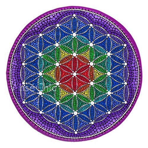 Teppiches CXIA Blume des Lebens Energie Runder, rutschfeste Weiche Schmutzabweisende Meditationsmatte Für Lebende Meditation Home Meditationskissen 3 Farbe(Color:CX-002,Size:100cm)